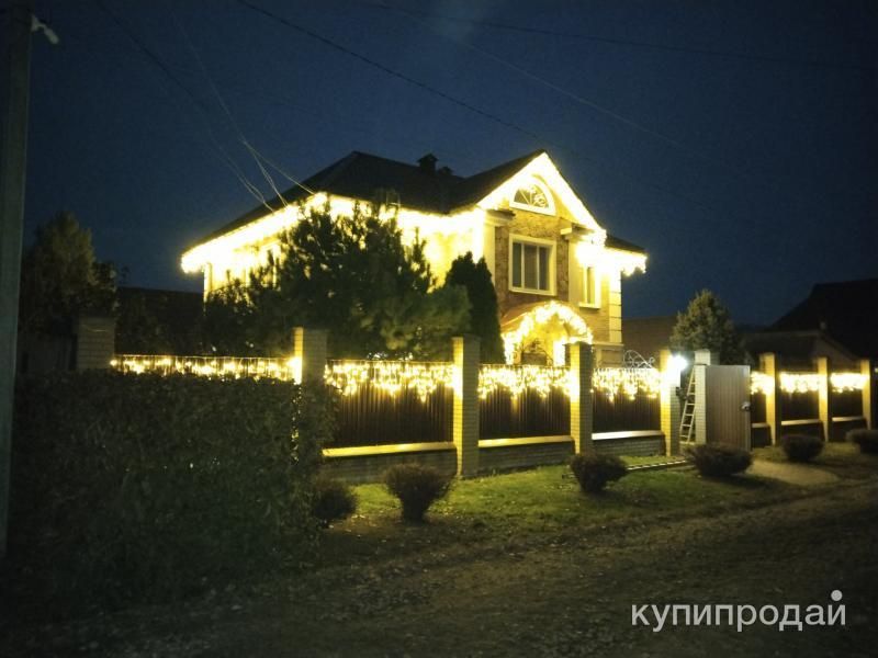 Украшение коттеджей, домов, новогодняя иллюминация в Ижевске