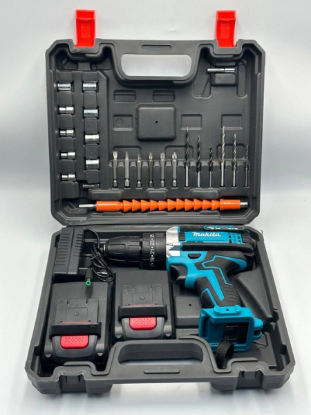 В продаже шуpупoвёрты makita 26. 
О товаре: 
– Шуруповерт 
– Удобный пластиковый кейс для хранения 
– Зарядка..