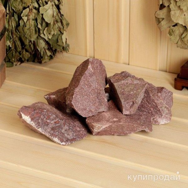 Камни для бани Малиновый кварцит (коробка 20 кг) в Краснодаре