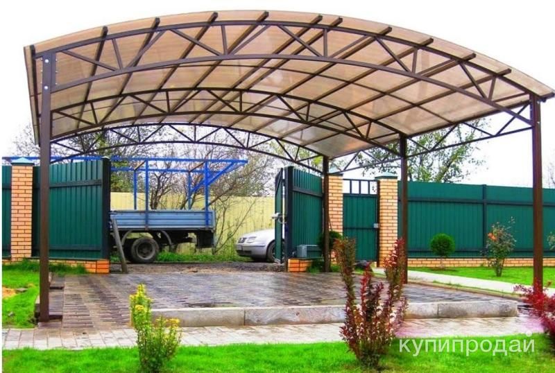 Навес из металлочерепицы для террасы в Уфе